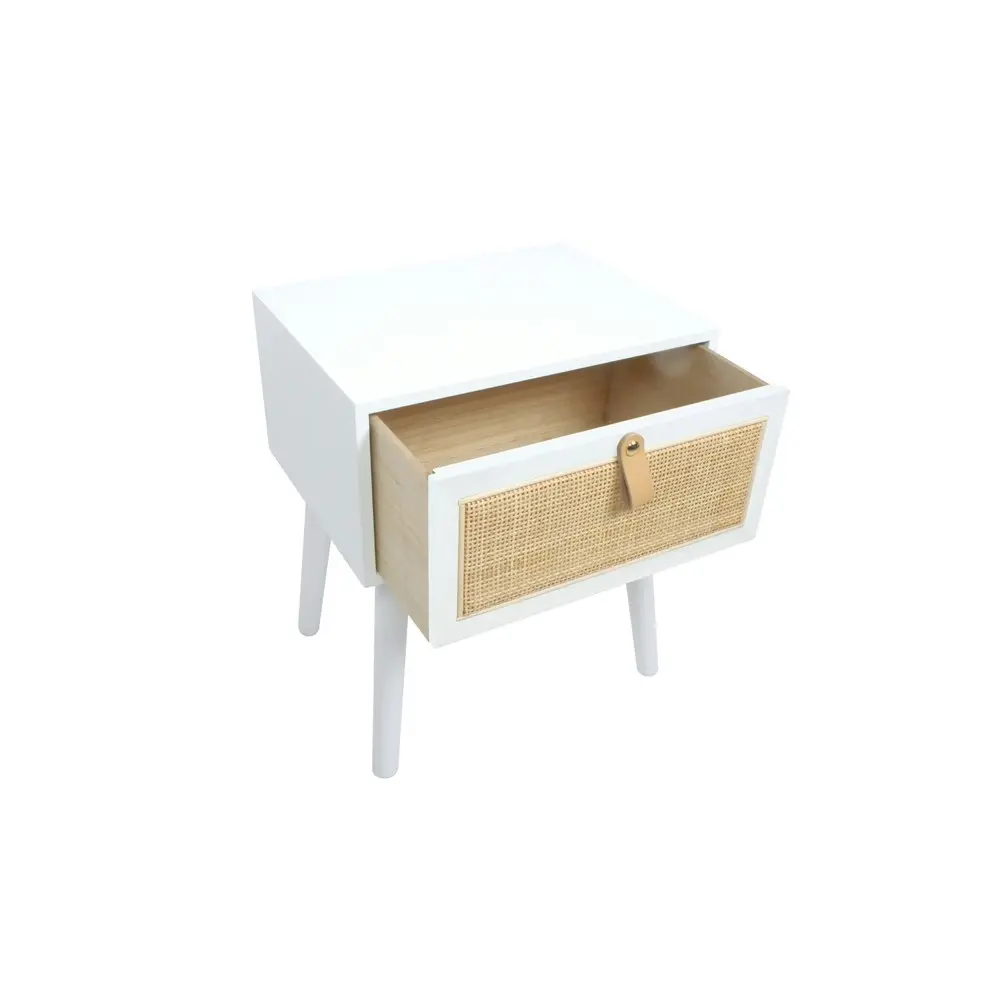 Maine & Crawford Hilla 49cm Bedside Table KD Rattan Home/Room Furniture White