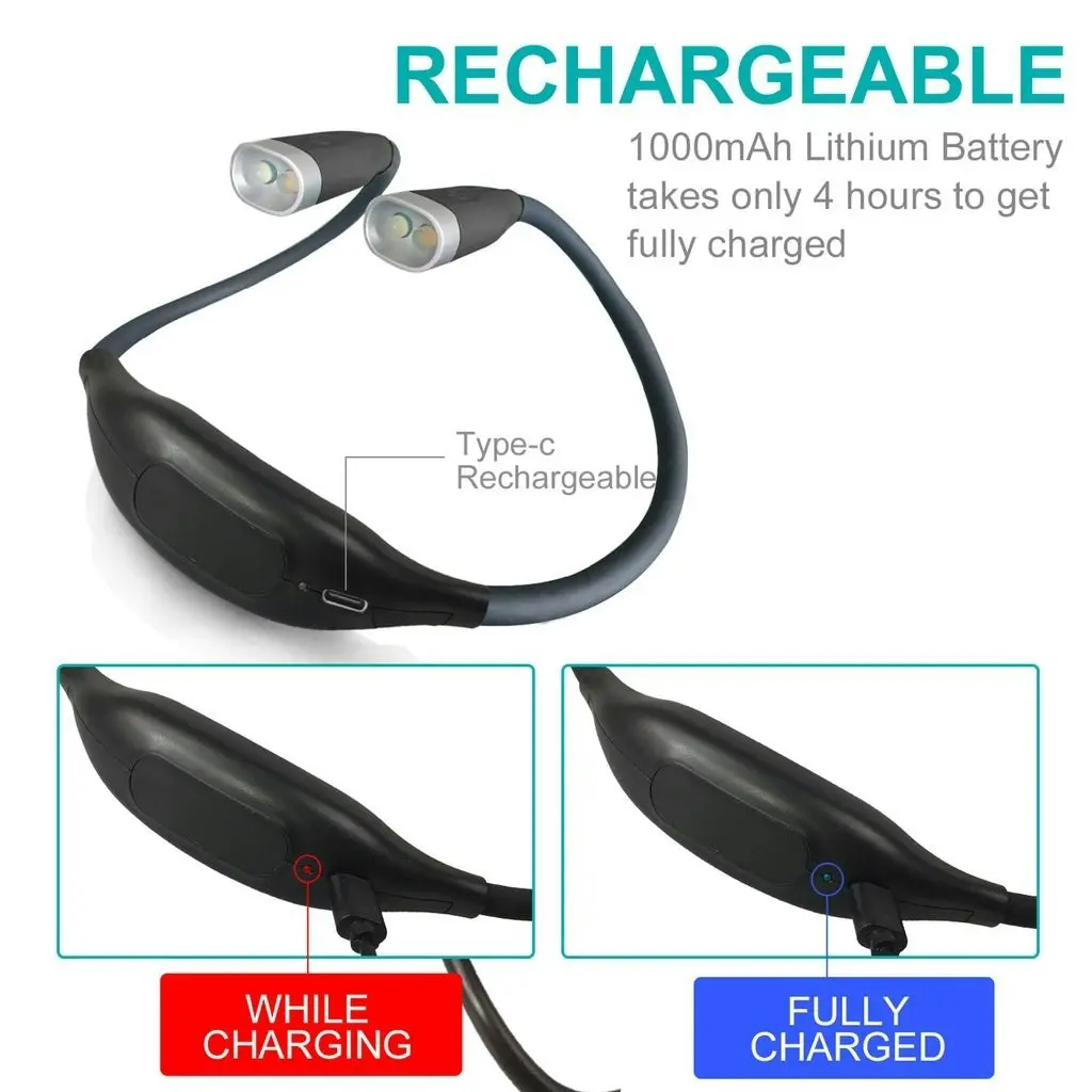 Gominimo Adjustable Led Neck Reading Light In Black - One Size