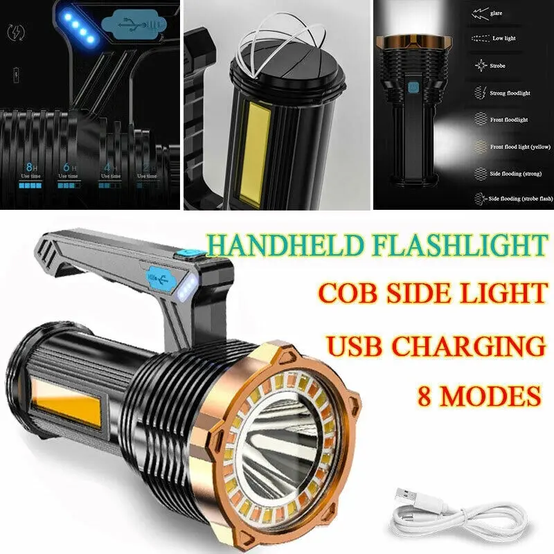 Most Powerful 1200000Lm Led Flashlight Super Bright Torch Lamp Usb Rechargeable