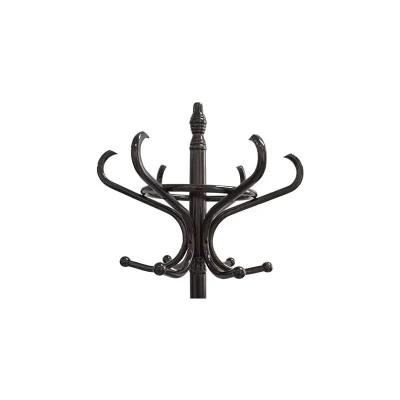 Carla Home Brown Coat Rack With Stand Wooden Hat And 12 Hooks Hanger Walnut Tree