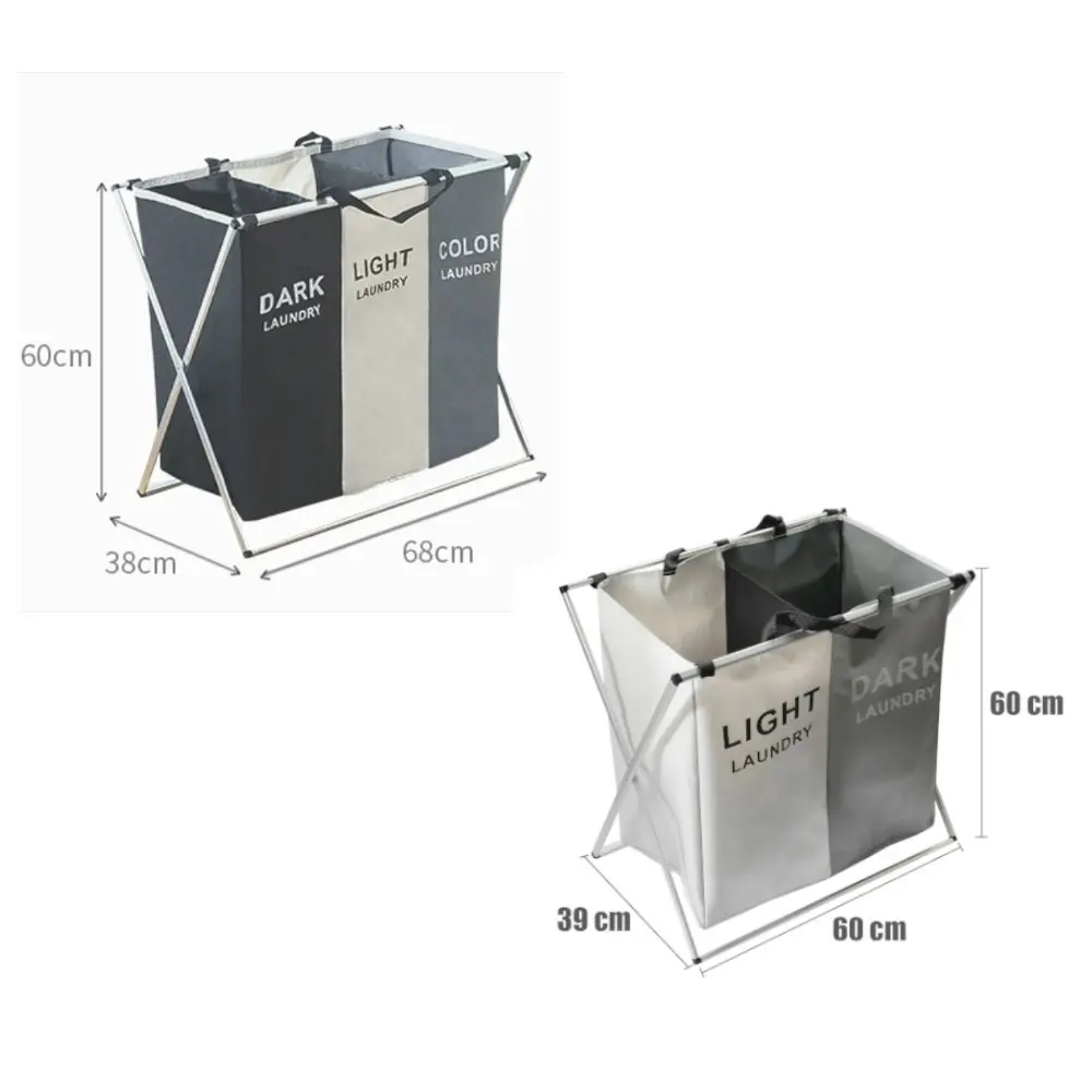 Foldable Divisional Storage Laundry Basket 3 Grid