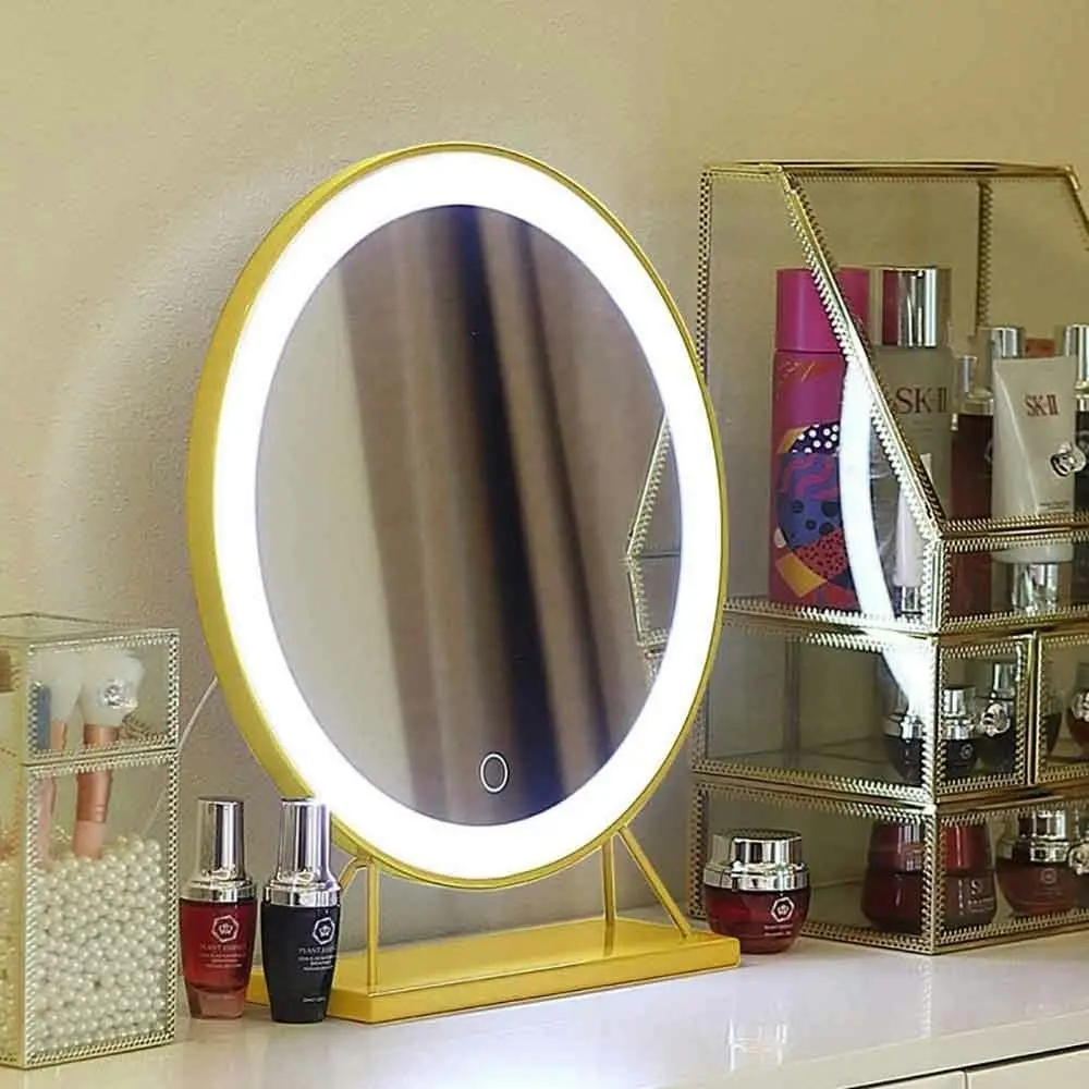 Touch Screen Table Desktop Led Light Vanity Mirror Makeup Round 40Cm