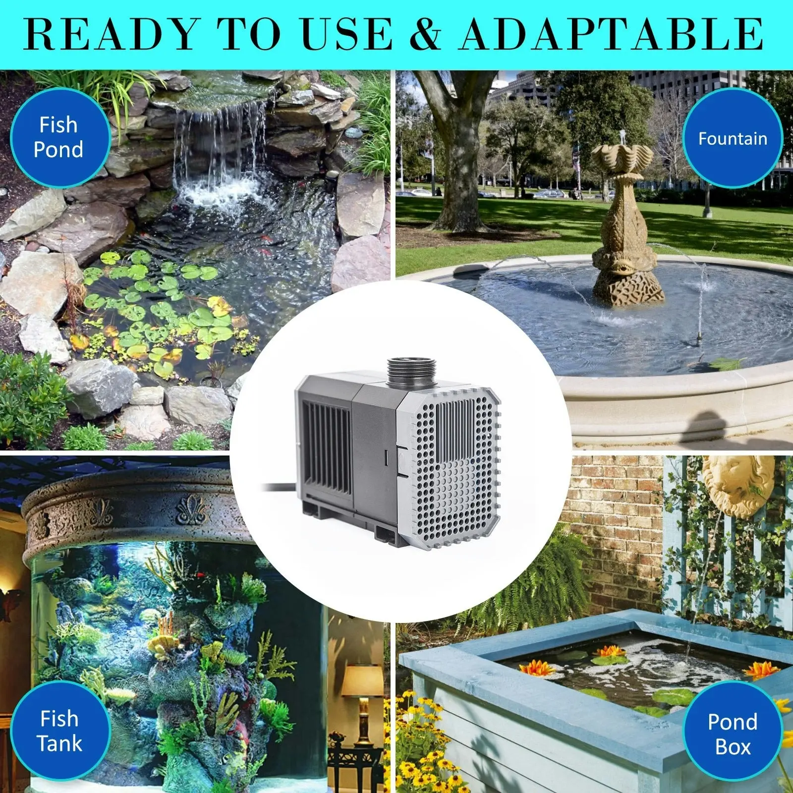 Dynamic Power Aquarium Submersible Water Pump 5000L/H 80W 3.8M Pond - One Size