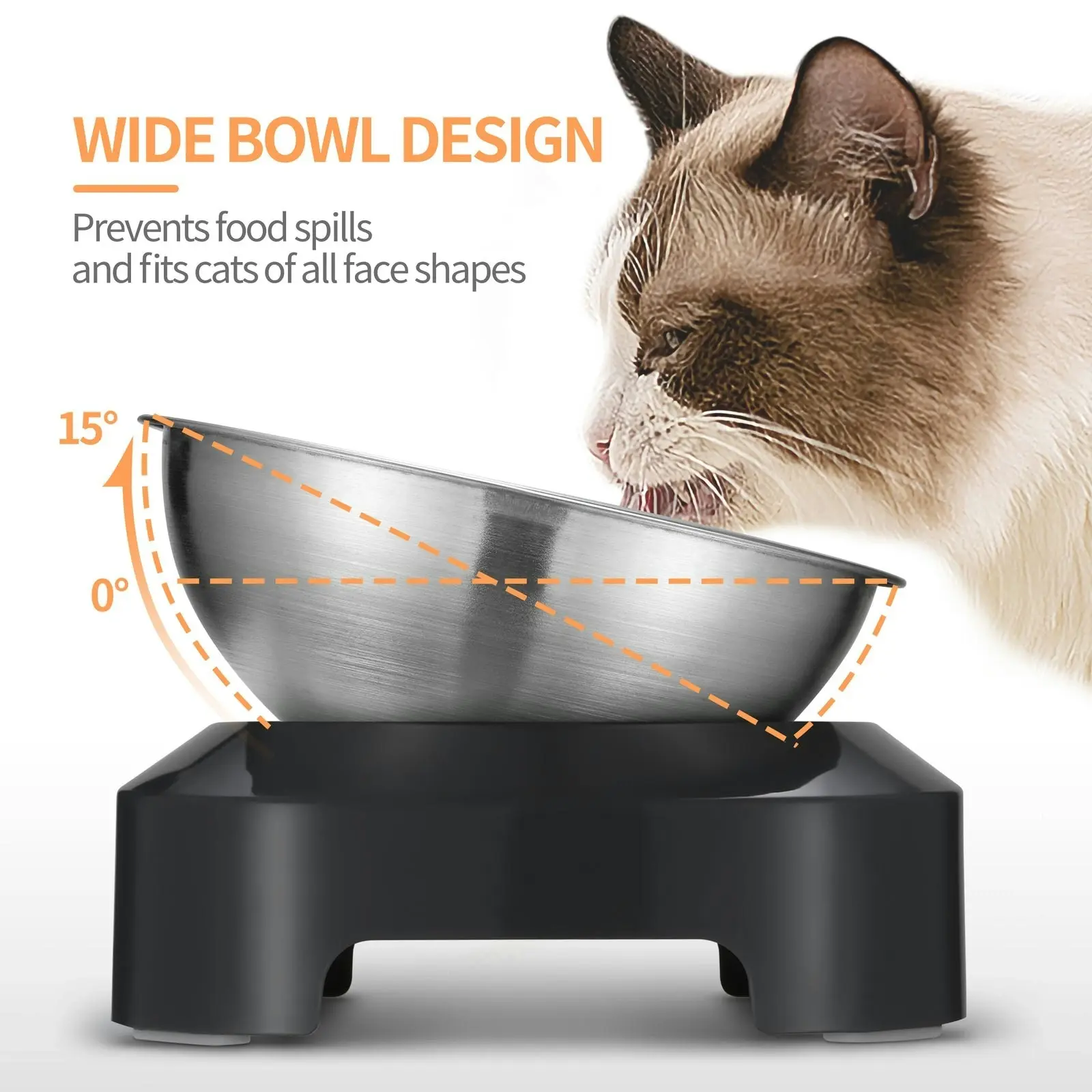 2 X M Stainless Steel Pet Bowl Water Bowls Portable Anti Slip Skid Feeder Dog Rabbit Cat - One Size