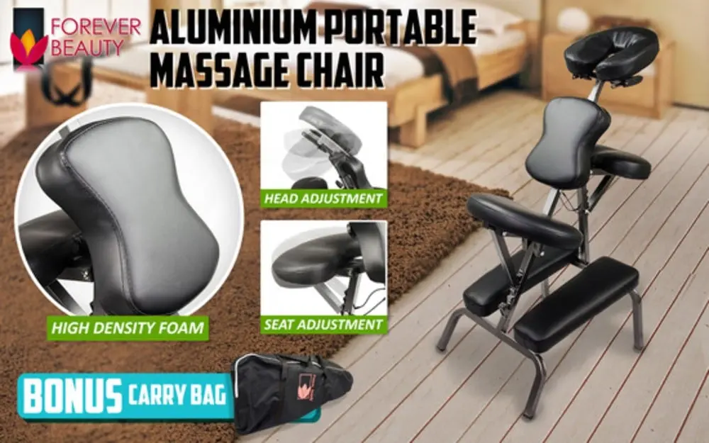 Forever Beauty Black Portable Massage Foldable Chair Table Therapy Waxing Aluminium - One Size