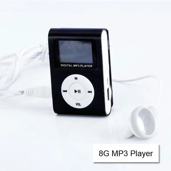 Mini Clip 16G Mp3 Music Player With Usb Cable & Earphone Black - One Size