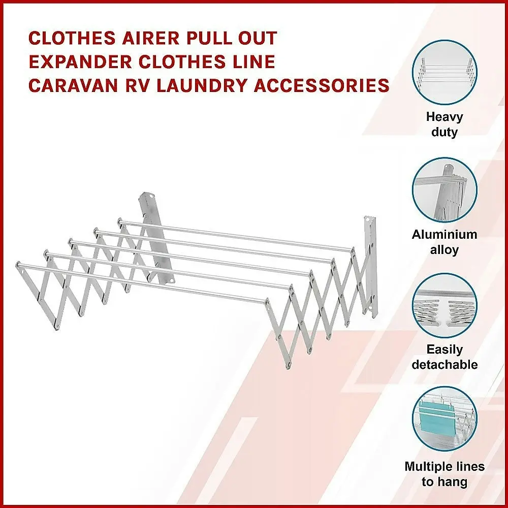 Clothes Airer Pull Out Expander Line Caravan Rv Laundry Accessories - One Size