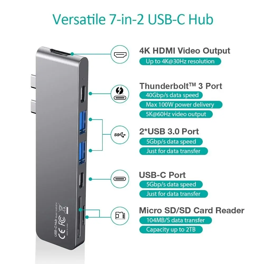 Choetech Hub-M14 Usb-C 7 In Expand Docking Station For Macbook Pro - One Size