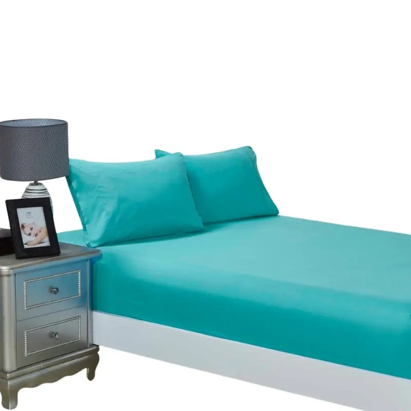 1000Tc Ultra Soft Fitted Sheet & Pillowcase Set - Single Size Bed - Teal - One Size