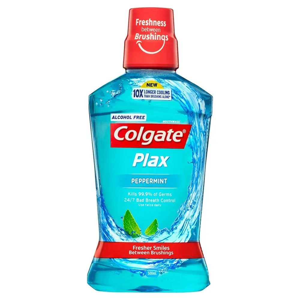 2x Colgate 500ml  Plax Peppermint Mouthwash Alcohol Free Mouth Wash Oral Care