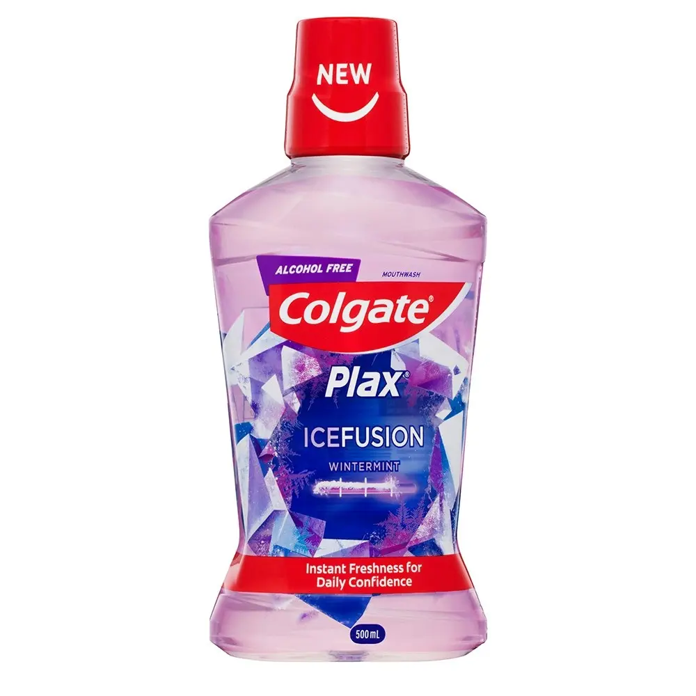 2x Colgate 500ml Plax IceFusion Wintermint Mouthwash Alcohol Free Oral Care