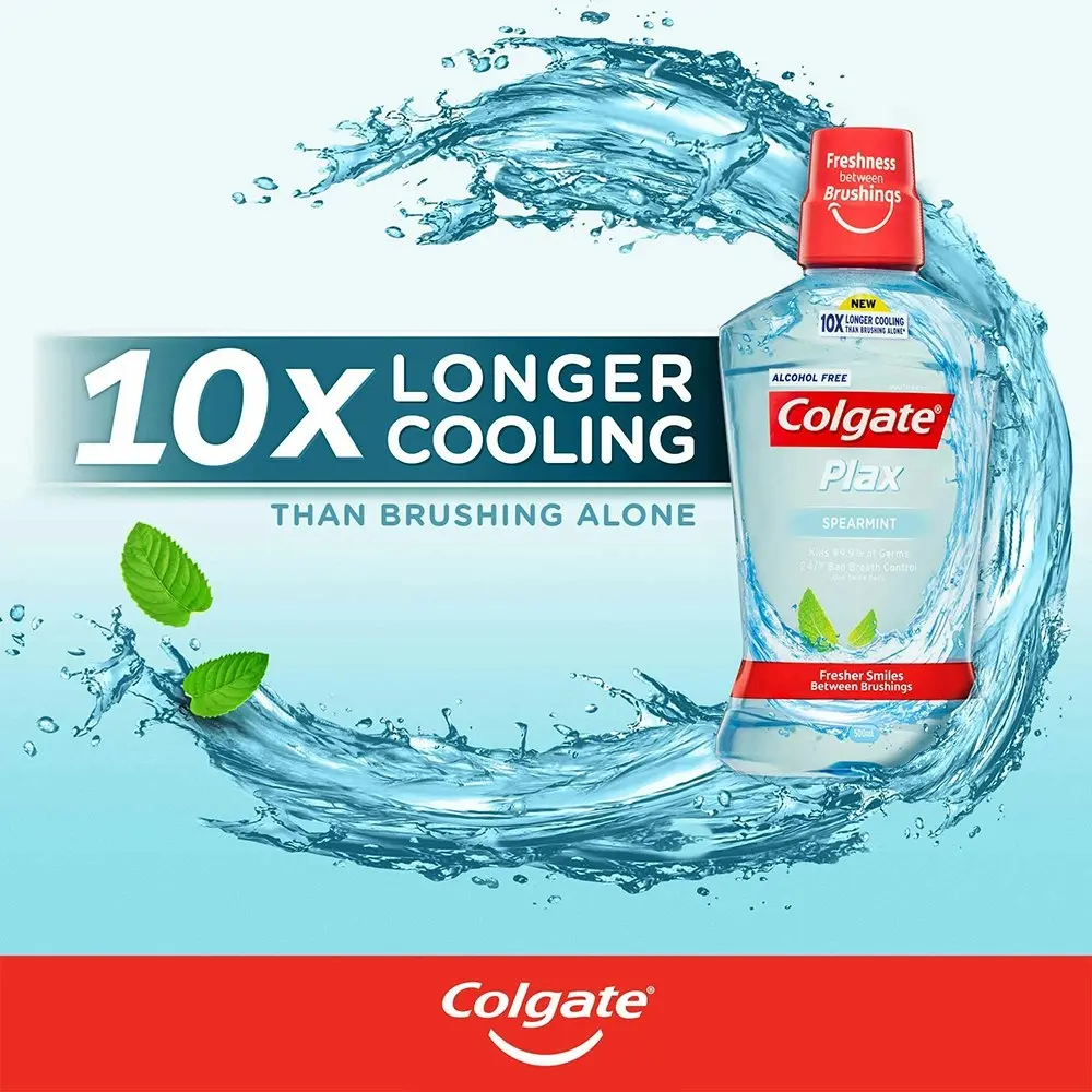 2x Colgate 500ml Plax Spearmint Mouthwash Alcohol Free Mouth Wash Oral Care