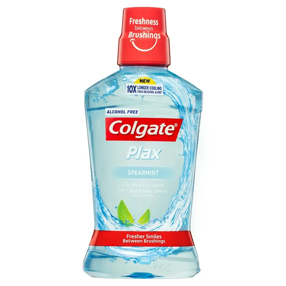 4x Colgate 500ml Plax Spearmint Mouthwash Alcohol Free Mouth Wash Oral Care