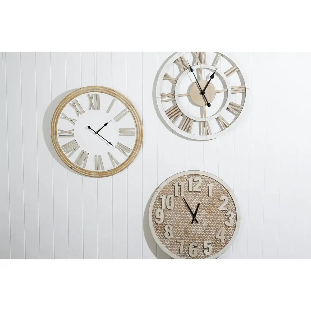 Maine & Crawford Lucas 60cm Analogue Wall Clock MDF Hanging Decor White/Natural