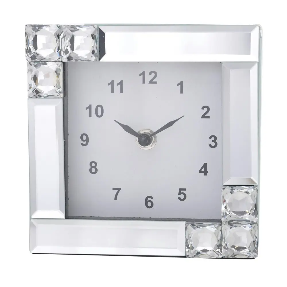 2x Gibson Gifts Mirror Crystal Analogue Clock Home/Office Decor 15cm White