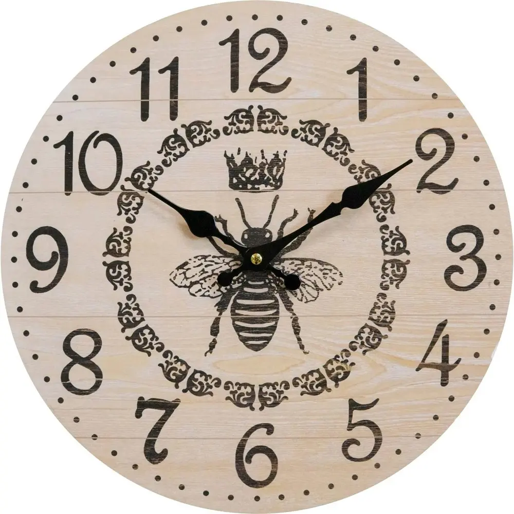 2x LVD Queen Bee Hanging Wall Clock Analogue 34cm Round Home/Office Room Decor