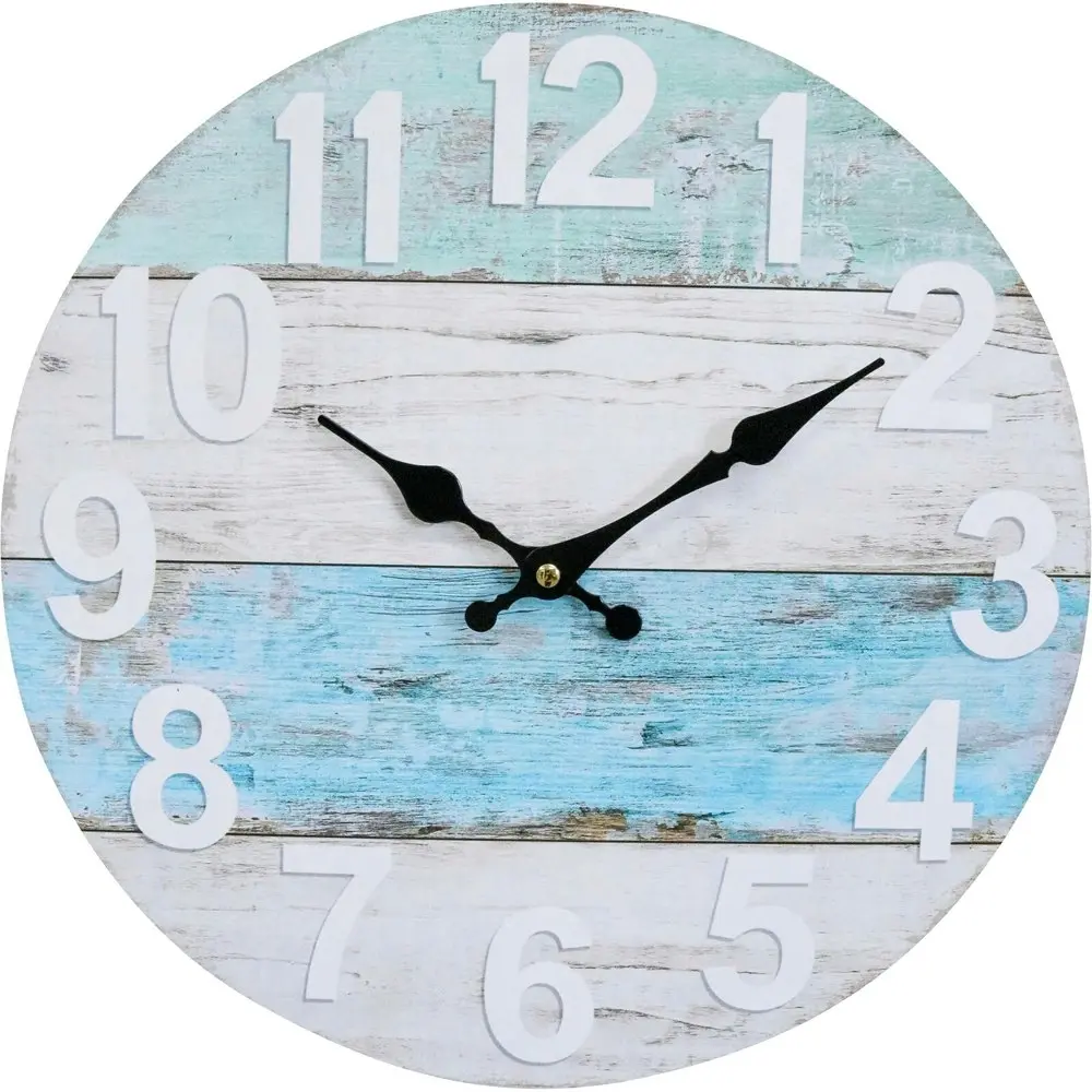 2x LVD Seaside Hanging Wall Clock Analogue 34cm Round Home/Office Room Decor