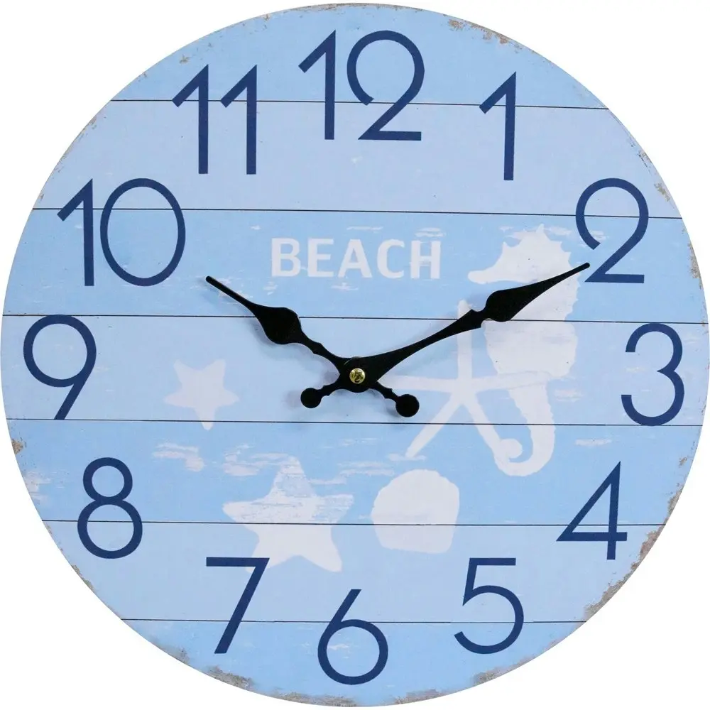 2x LVD Sea Life Hanging Wall Clock Analogue 34cm Round Home/Office Room Decor