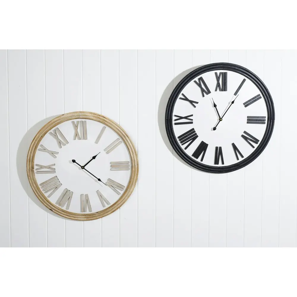 Maine & Crawford Lucas Roman Numeral 60cm Analogue MDF Wall Clock Hanging Black