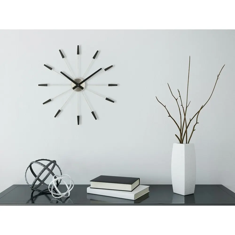 NeXtime Stainless Steel 58cm Plug-Inn Wall Clock Home/Room Decor Display Black