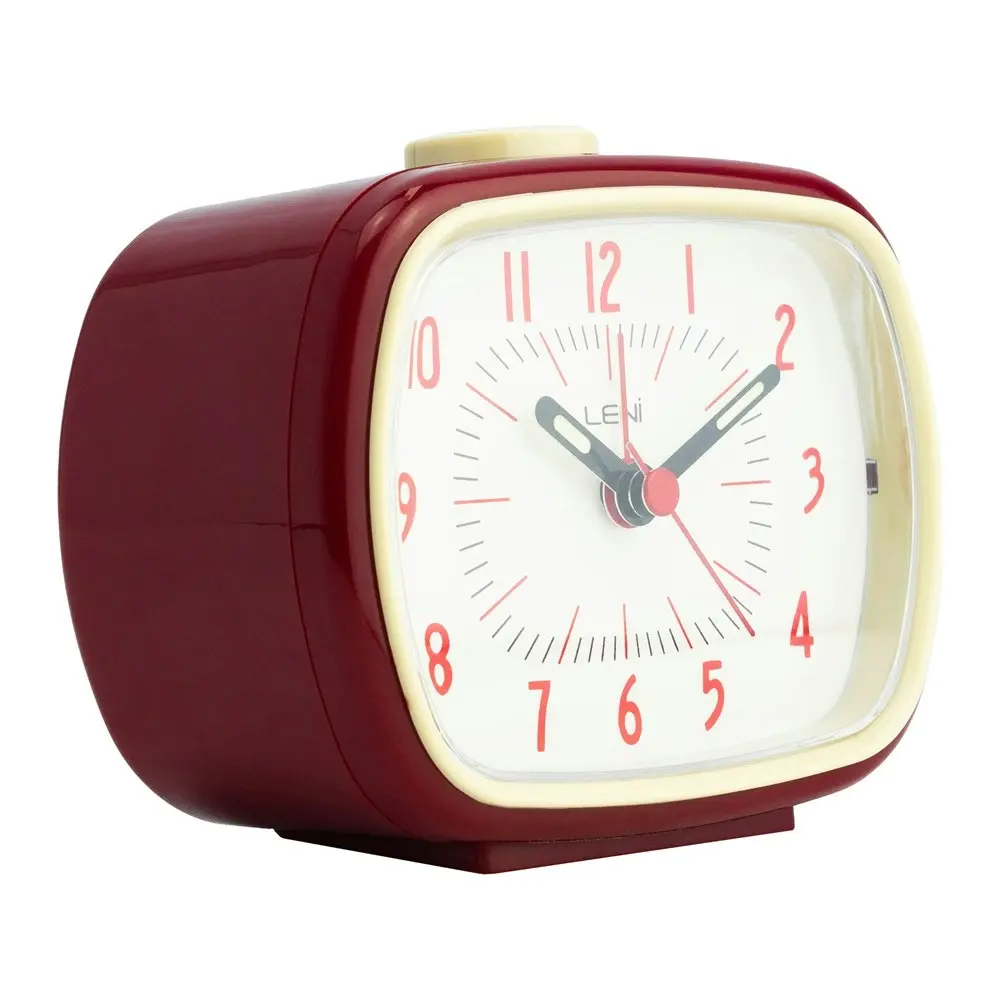 Leni 11cm Retro Analogue Bedside Table Alarm Clock Desk/Desktop Home Decor Red