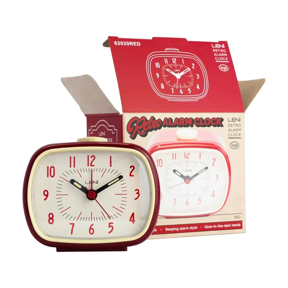 Leni 11cm Retro Analogue Bedside Table Alarm Clock Desk/Desktop Home Decor Red