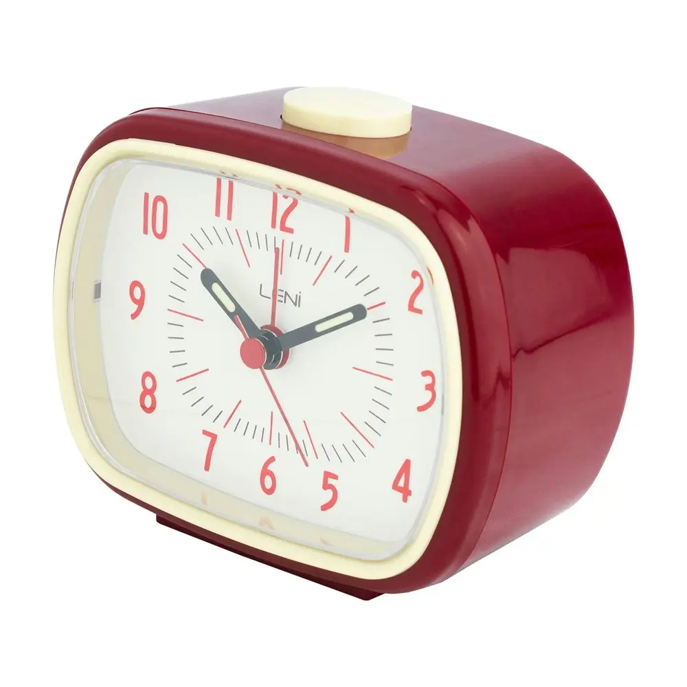 Leni 11cm Retro Analogue Bedside Table Alarm Clock Desk/Desktop Home Decor Red