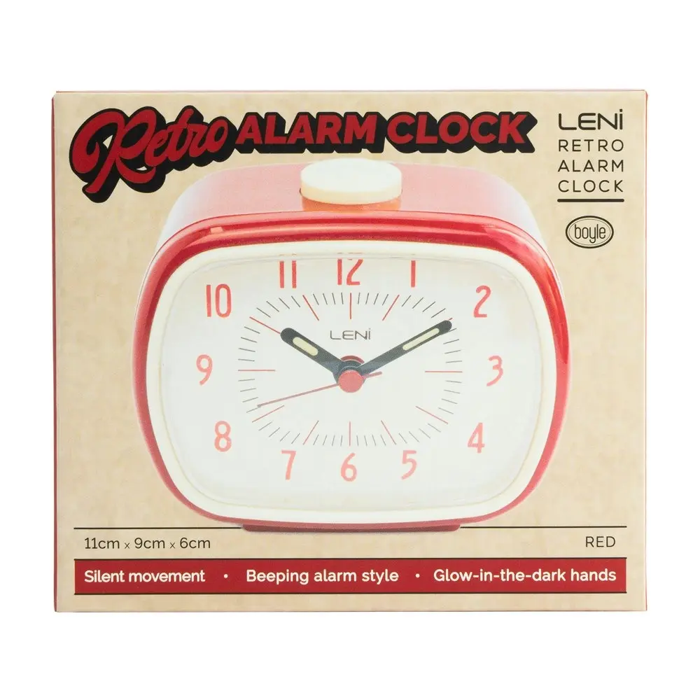 Leni 11cm Retro Analogue Bedside Table Alarm Clock Desk/Desktop Home Decor Red