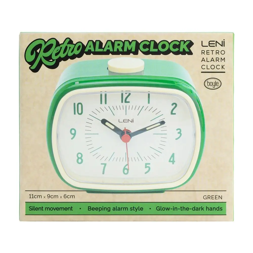 Leni 11cm Retro Analogue Bedside Table Alarm Clock Desk/Desktop Home Decor Green