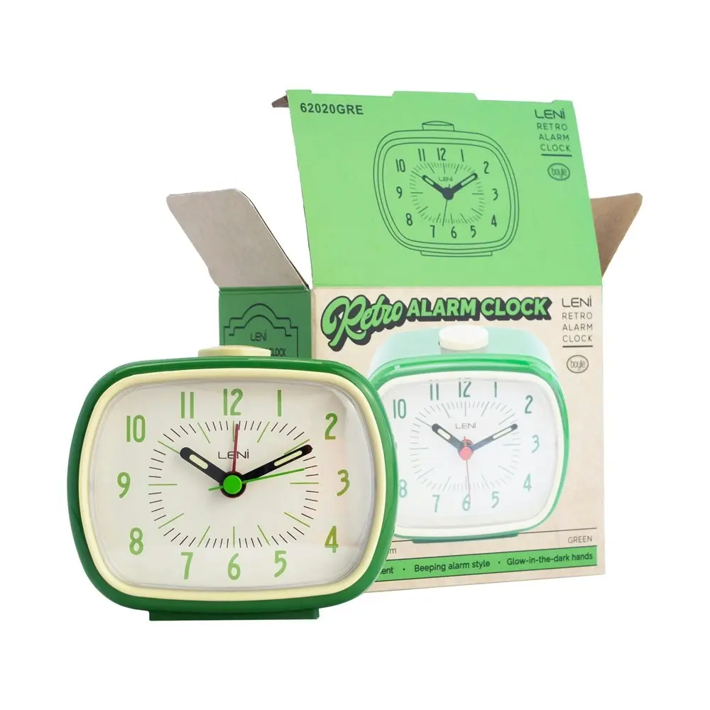 Leni 11cm Retro Analogue Bedside Table Alarm Clock Desk/Desktop Home Decor Green