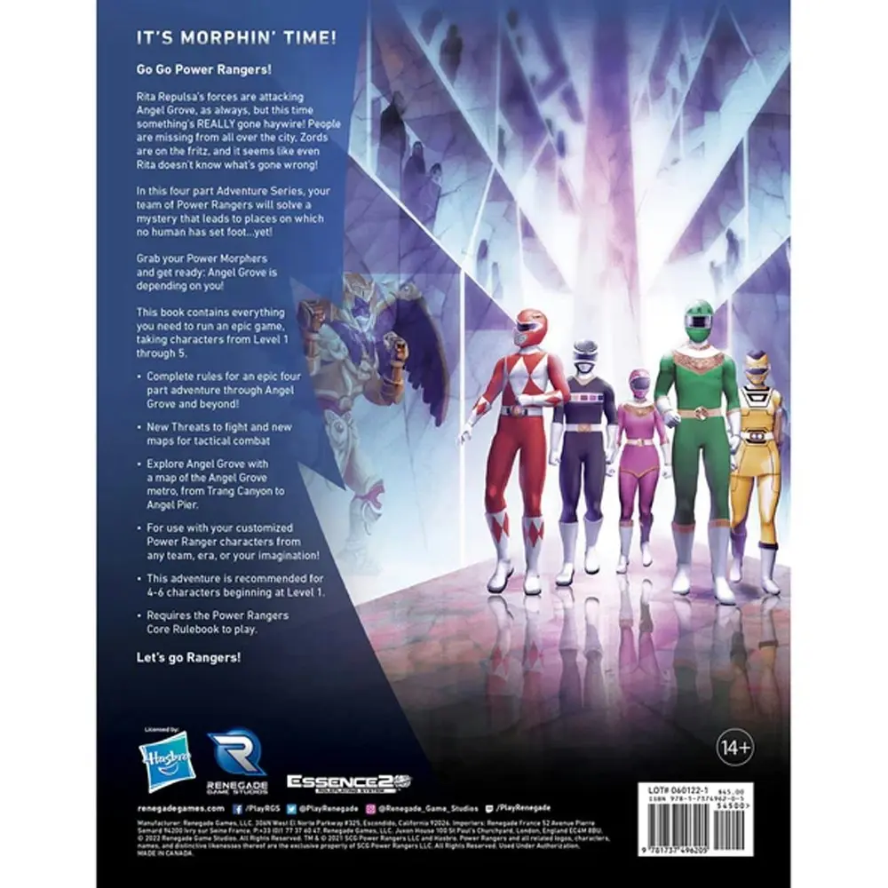 Renegade Game Studios Power Rangers Adventures in Angel Grove Roleplaying Book