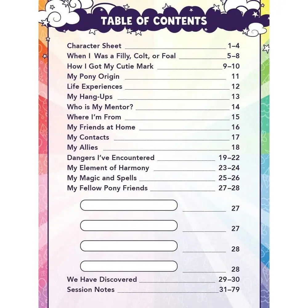 Renegade Game My Little Pony RPG Character Set Hardcover Journal 80-Pages 14y+