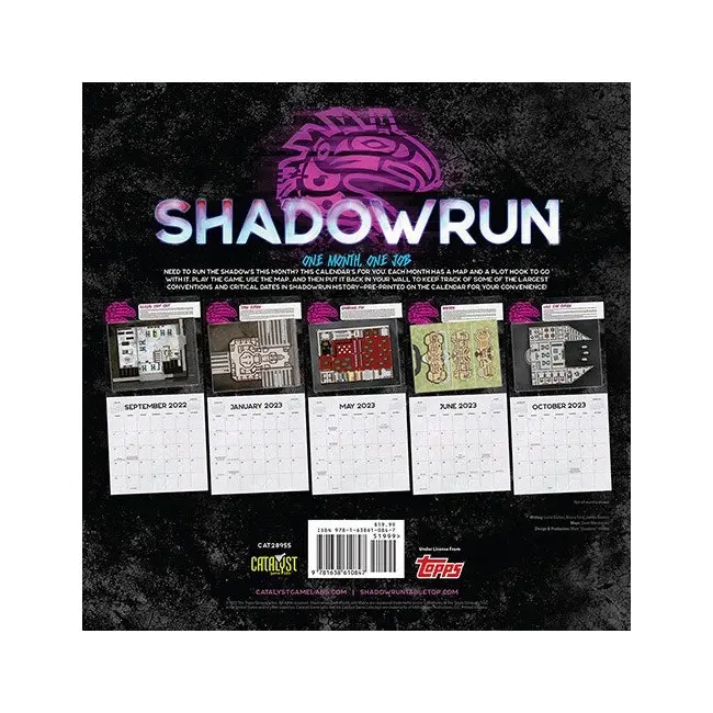 Catalyst Game Labs Shadowrun Roleplaying Game 16 Month Calendar Game Maps Book