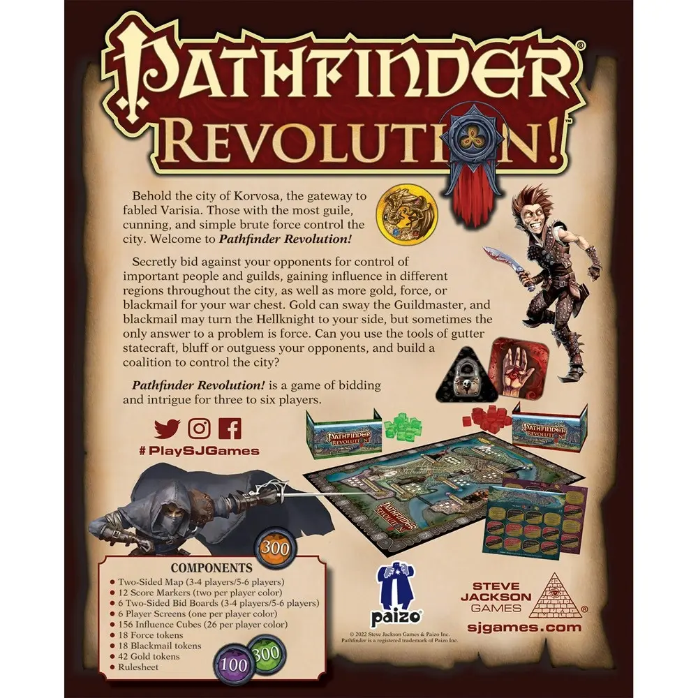 Steve Jackson Games Pathfinder Revolution Strategy Adventure Board Game 14y+