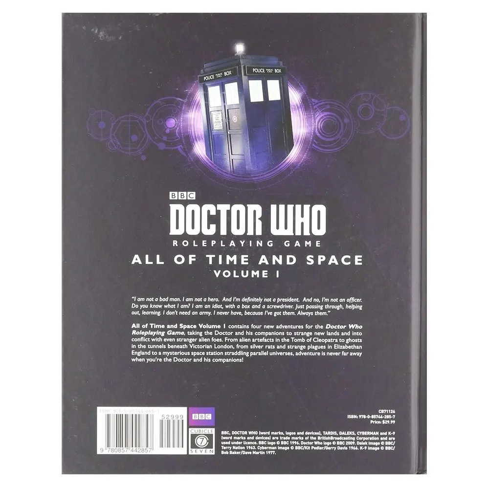 Cubicle 7 Dr Who RPG Scifi All of Time & Space Volume 1 Paperback Book 96-Pages