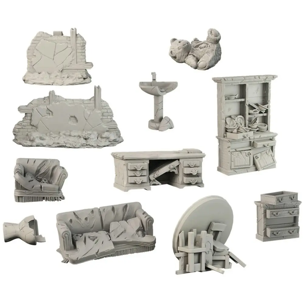 11pc Mantic Games Terrain Crate Battle-Damaged House TTRPG Game Accessory Set