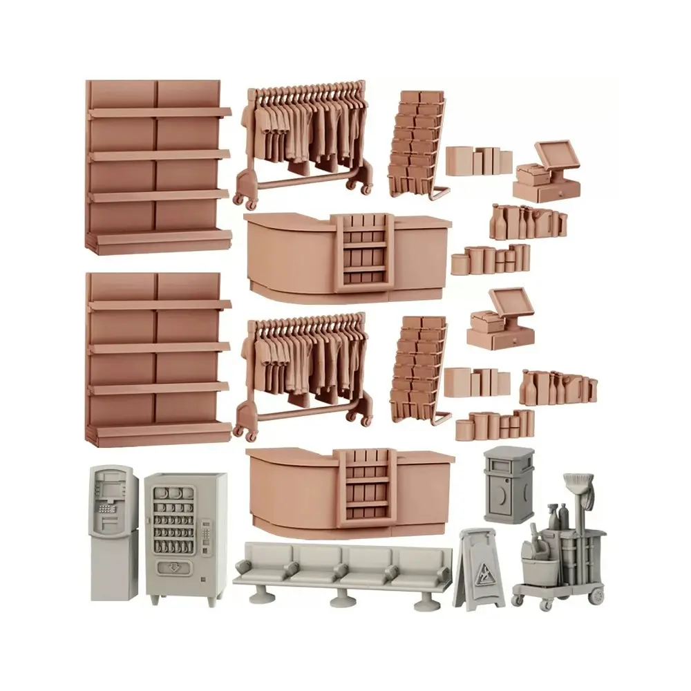 22pc Mantic Games Terrain Crate Modern Mini/Quicki Mart TTRPG Accessory Set