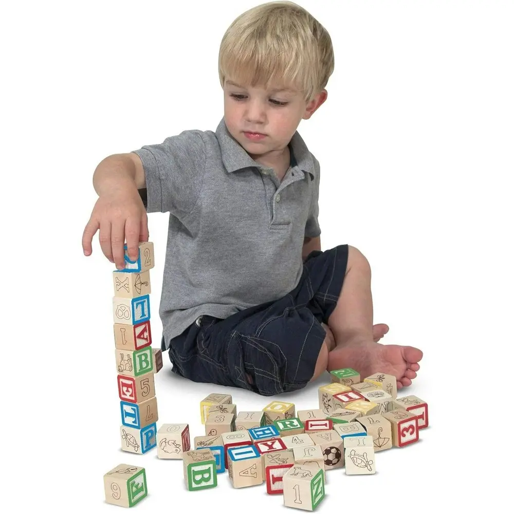 Melissa & Doug Wooden ABC123 Blocks Kids/Childrens Interactive Play Toy 2+