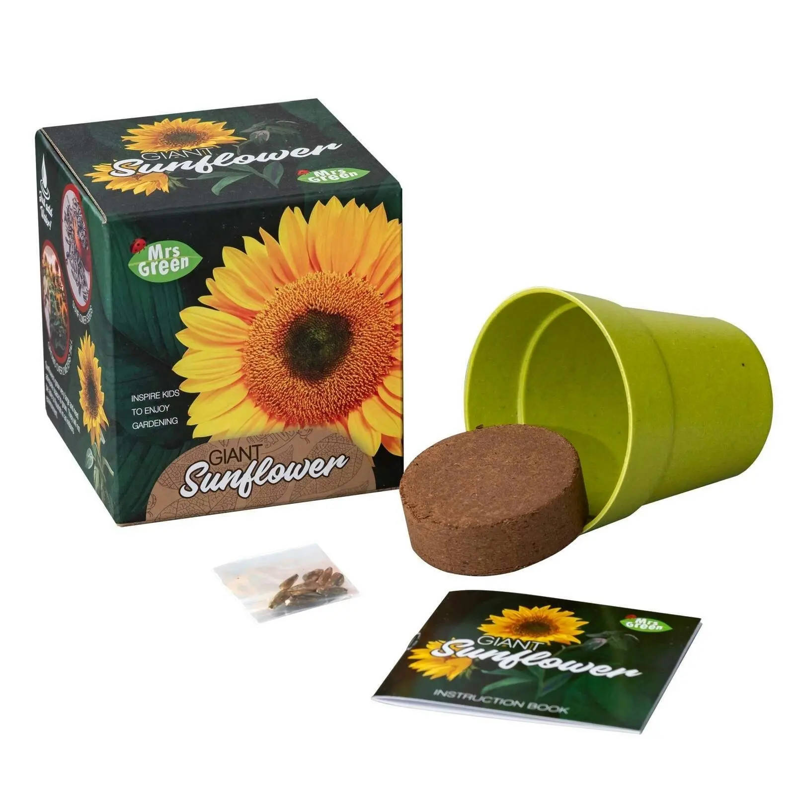 2x Mrs Green Grow YourOwn Giant Sunflower Children Activity Growing Plant Kit