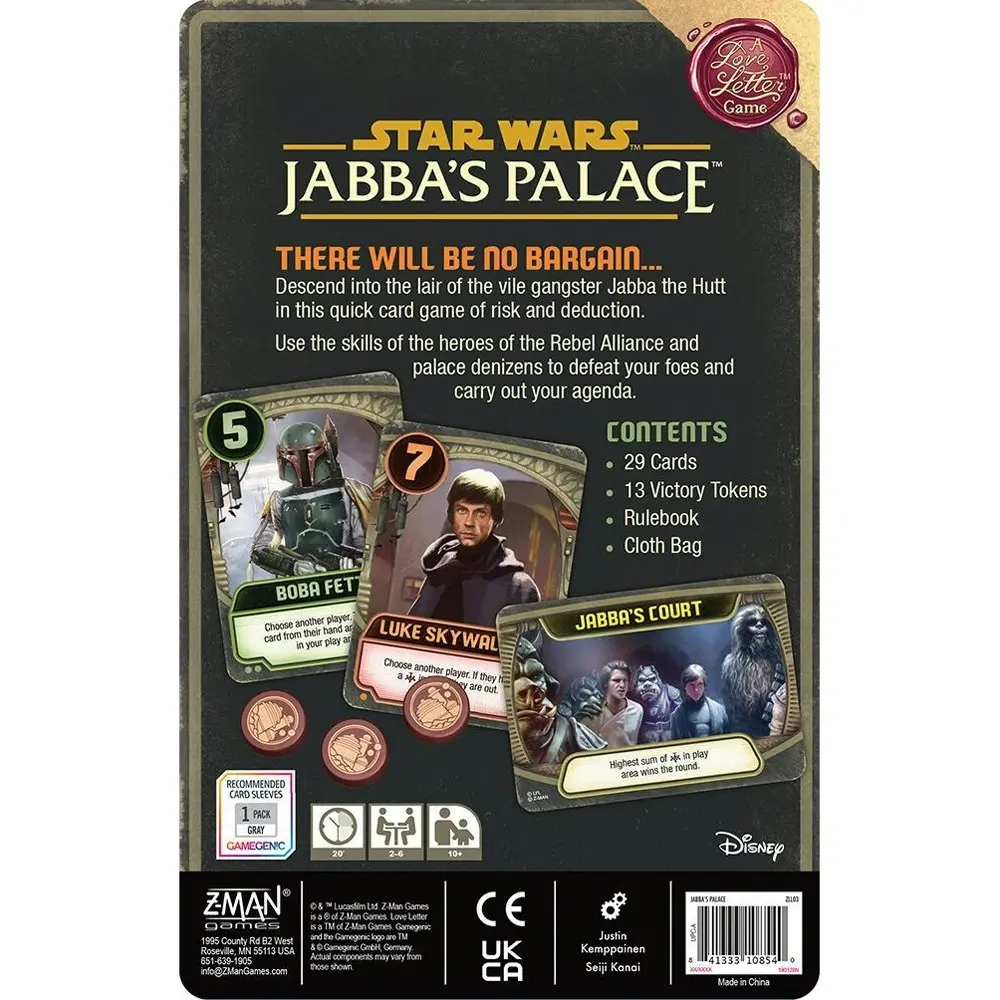 Z-Man Jabbas Palace Tabletop Interactive Board Strategy Star Wars Theme Game 10+