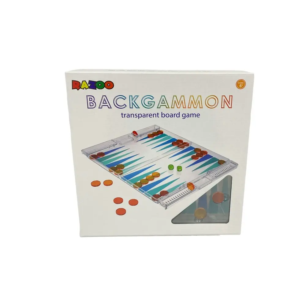 2x 34pcRazoo Backgammon Tranparent Board Game Kids/Children Toy Set 26x26cm 3+