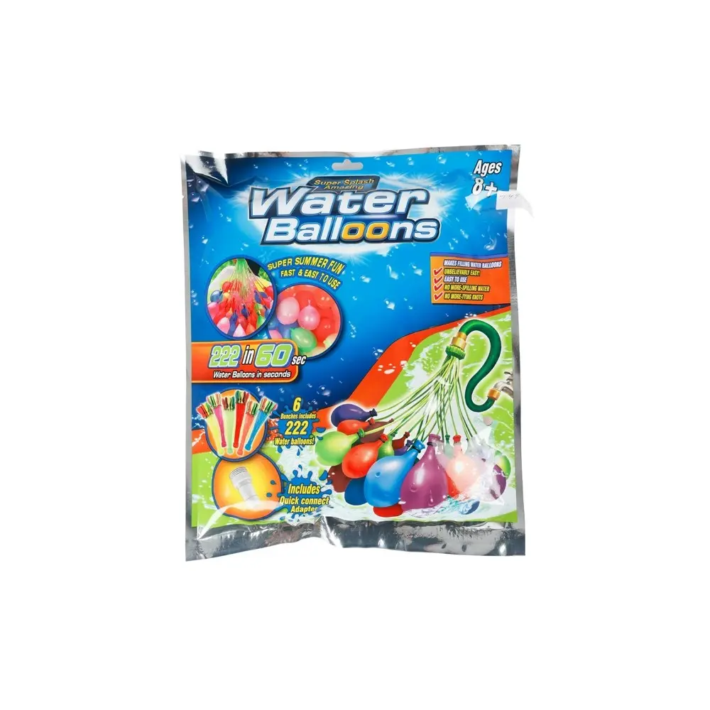 2x 222pcRazoo Water Balloons In Bunch With Connector Assorted Colours 8y+