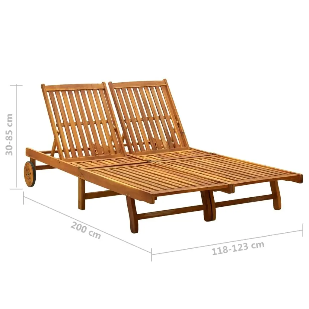 2-Person Garden Sun Lounger with Cushions Solid Acacia Wood 3061386