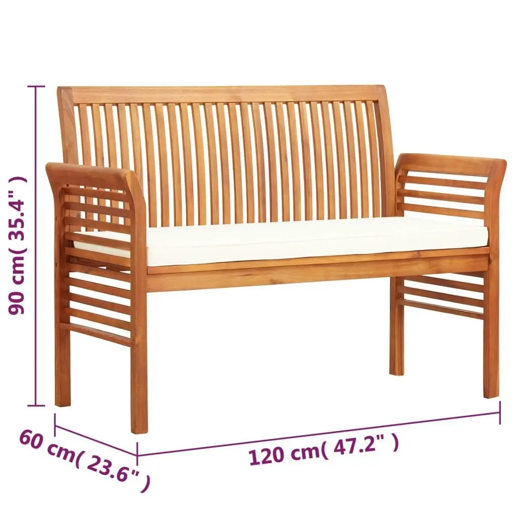 2-Seater Garden Bench with Cushion 120 cm Solid Acacia Wood 45967