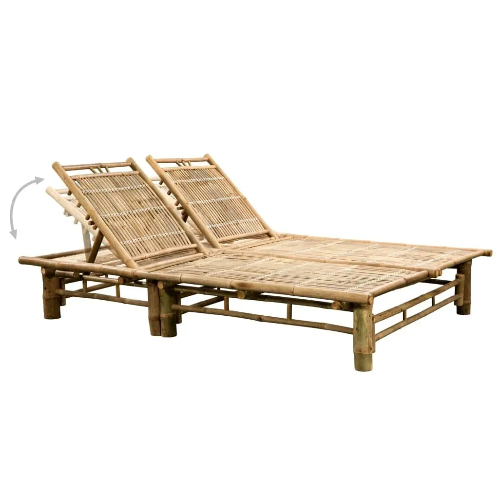 2-Person Sun Lounger with Cushions Bamboo 3063949