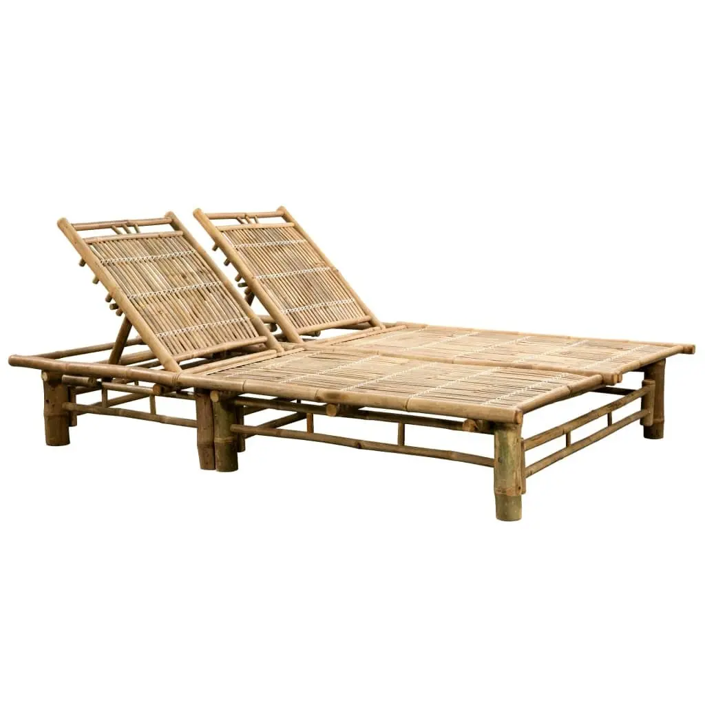 2-Person Sun Lounger with Cushions Bamboo 3063949