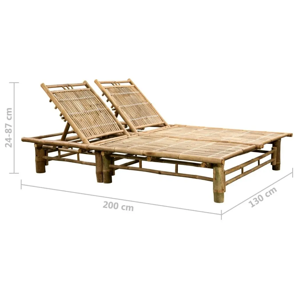 2-Person Sun Lounger with Cushions Bamboo 3063949