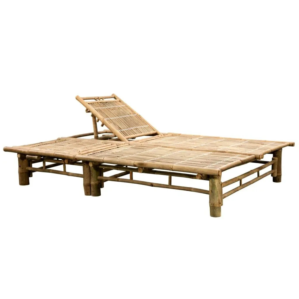 2-Person Sun Lounger with Cushions Bamboo 3063949