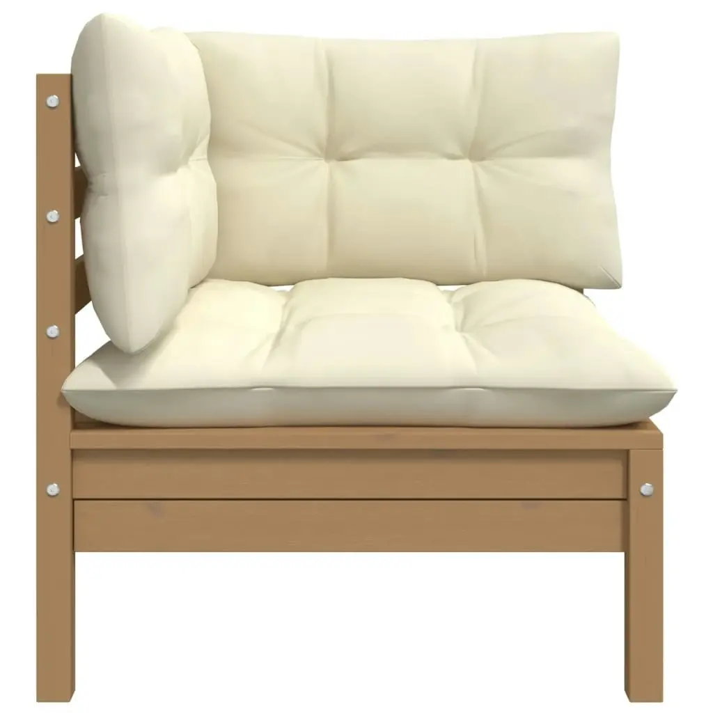 2-Seater Garden Sofa with Cream Cushions Solid Pinewood 806649