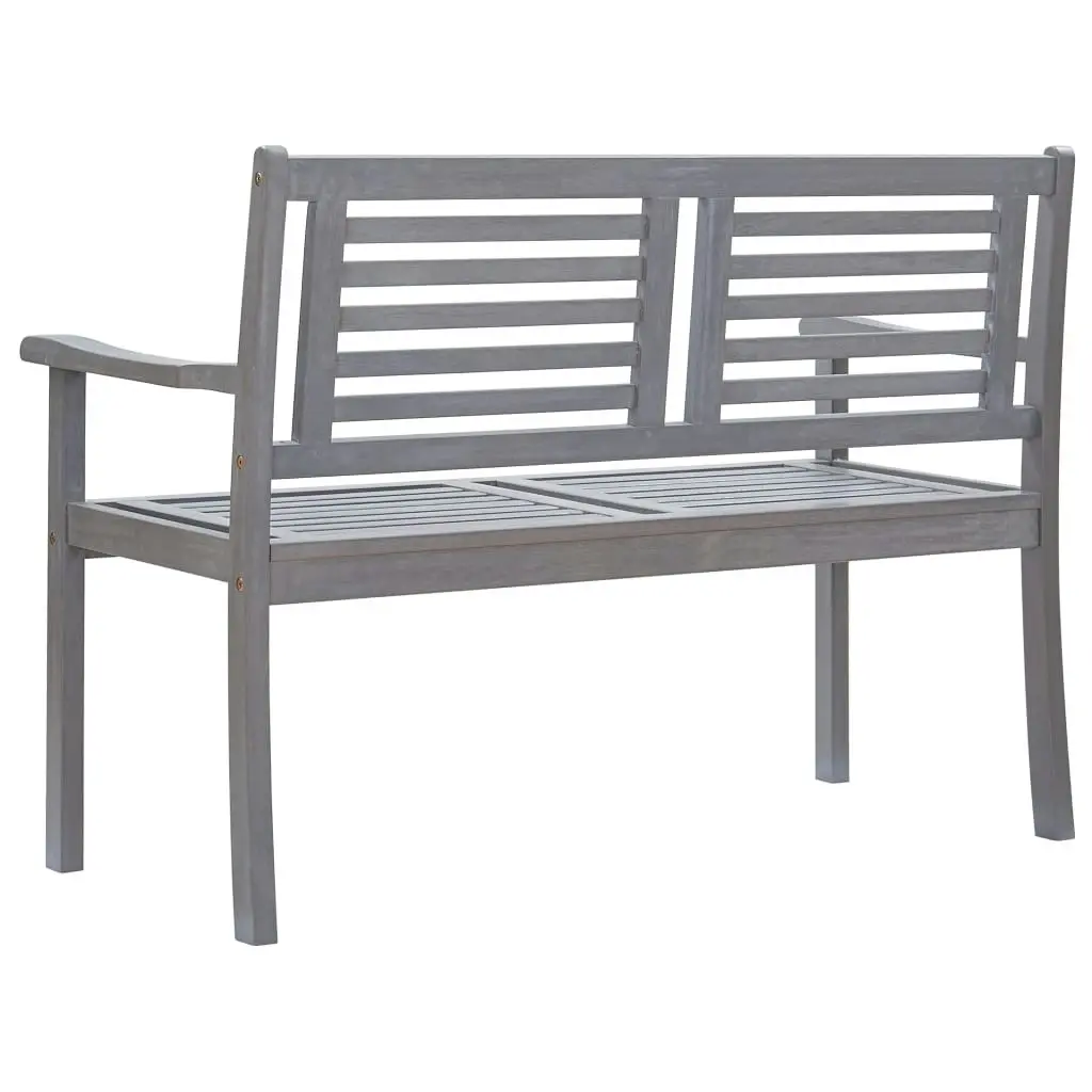 2-Seater Garden Bench with Cushion 120 cm Grey Eucalyptus Wood 3061023